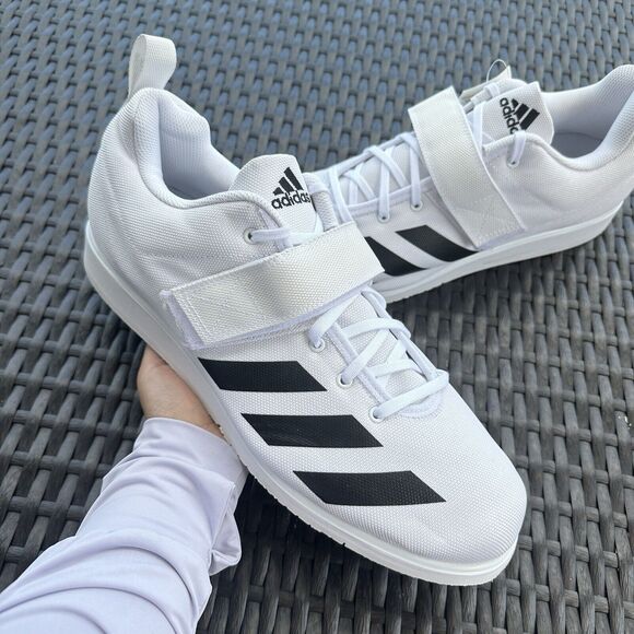 Adidas Powerlift 4 Men\'s Athletic Shoes White Black BC0347 Size 14 main image 4